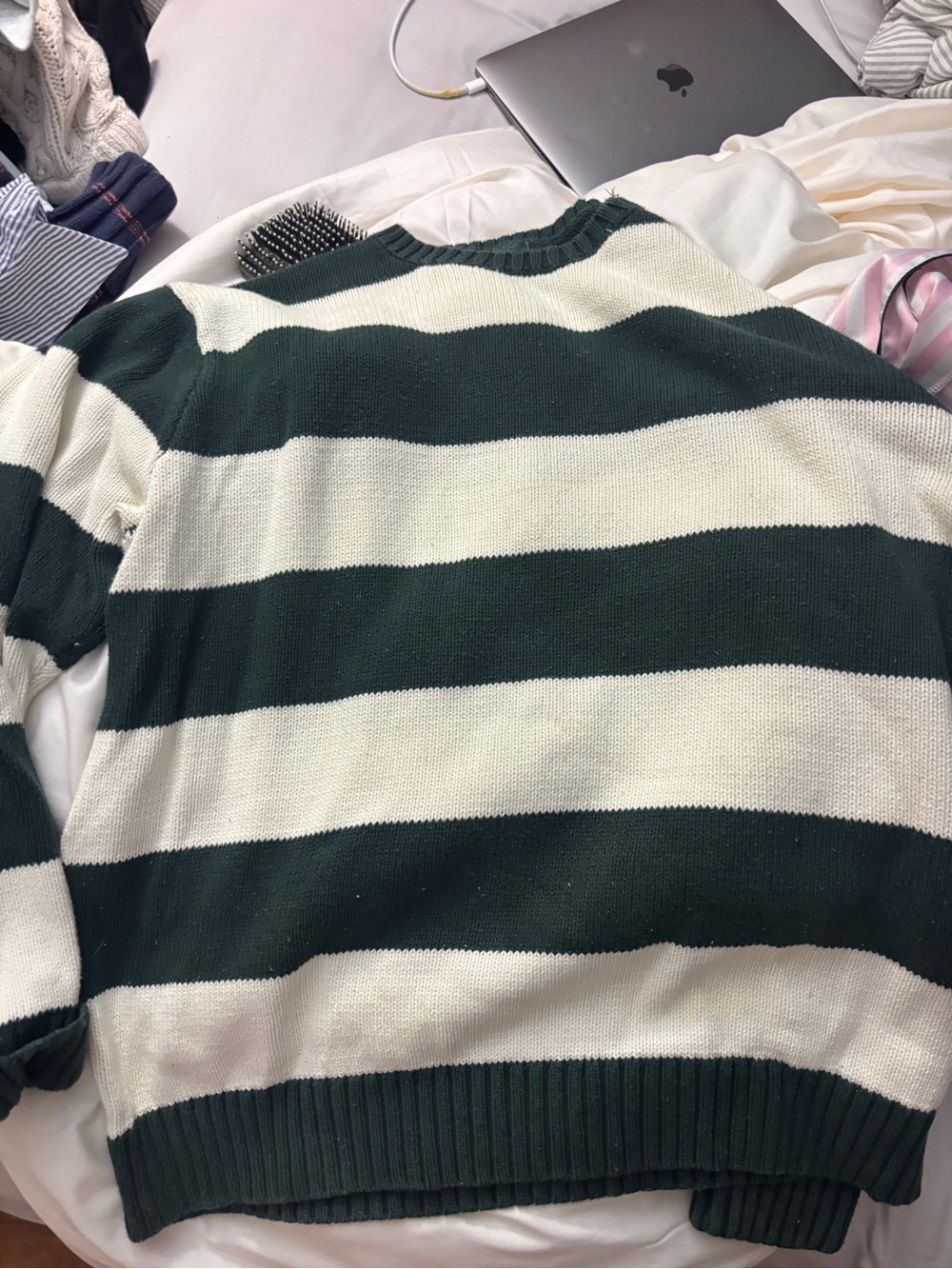 Brandy Melville Green and White striped sweater - Picture 2 of 4